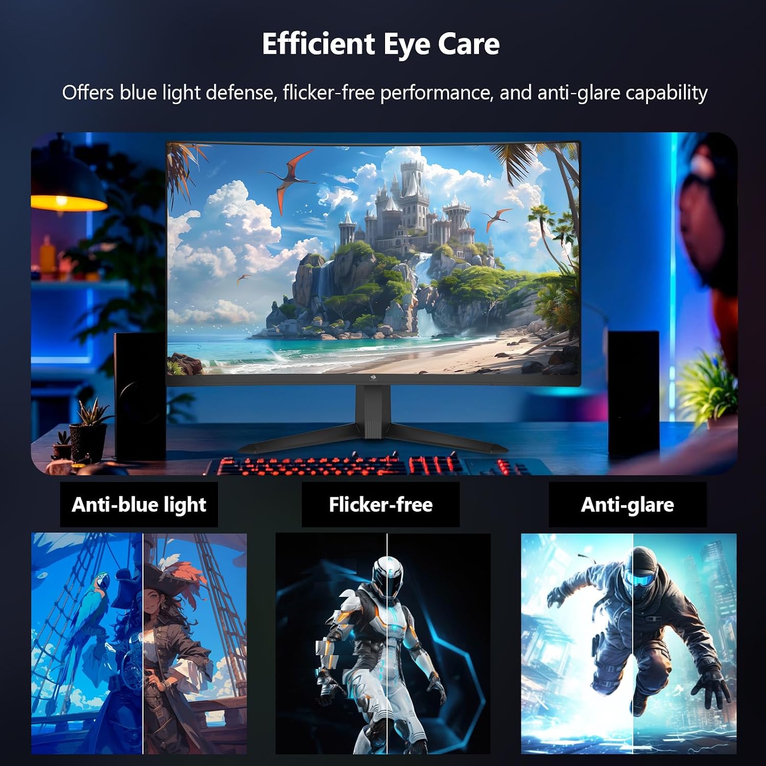 Z-Edge 27 Inch 300Hz 240Hz Curved Gaming Monitor 1ms VA 1500R HDMI DP Black